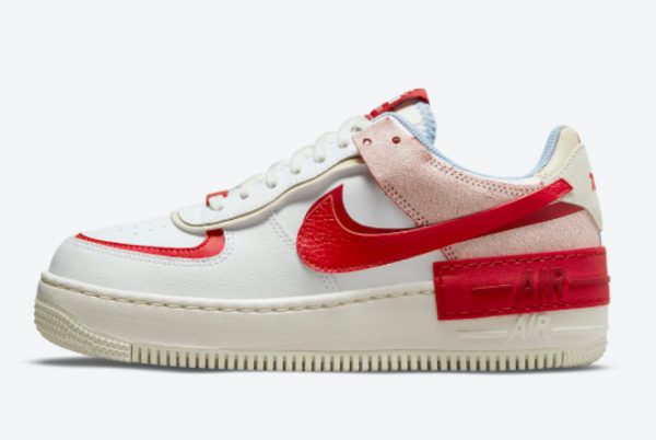 New Nike Air Force 1 Shadow White Red-Light Blue 2021 For Sale CI0919-108