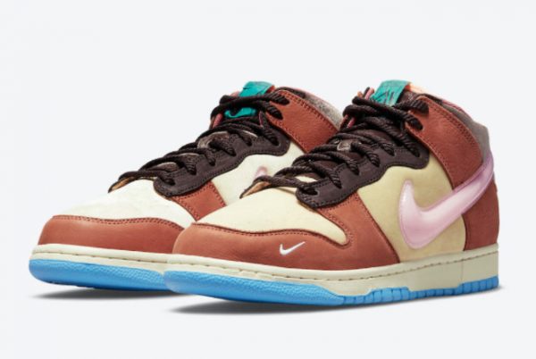 Social Status x Nike Dunk Mid Canvas Mid Soft Pink-Burnt Brown 2021 For Sale DJ1173-700-2