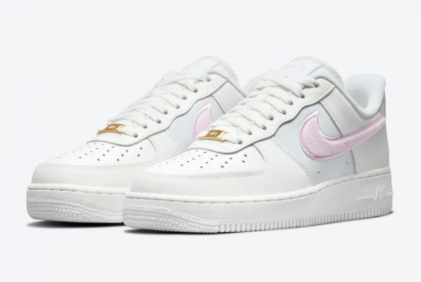 Cheap Nike Air Force 1 Low Chenille Swoosh Plush Pink DQ0826-100 -2