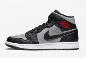 Cheap Air Jordan Wore 1 Mid Black Grey Red 2021 For Sale 554724-096
