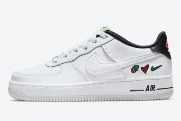 Latest Nike Air Force 1 Low GS Peace Love Swoosh 2021 For Sale DM8154-100