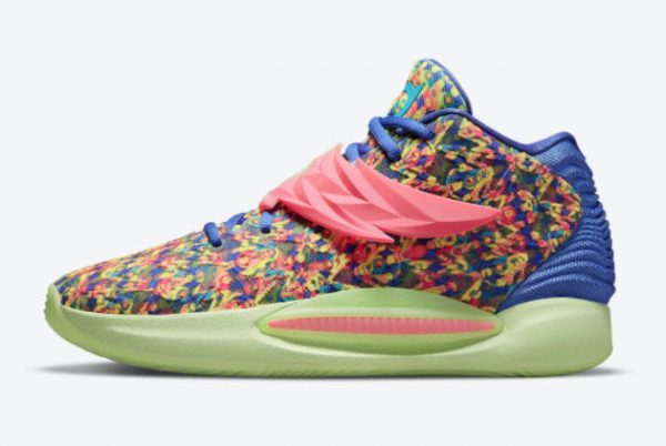 Latest Nike KD 14 Colorful Print Wing Strap 2021 For Sale DO6902-400