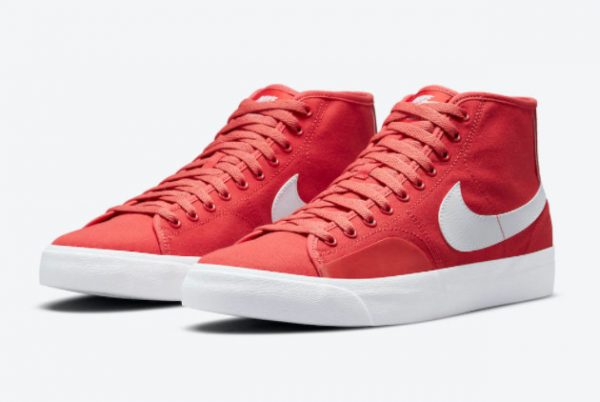 Latest Nike SB Blazer Court Mid Red/White 2021 For Sale DC8901-600-2