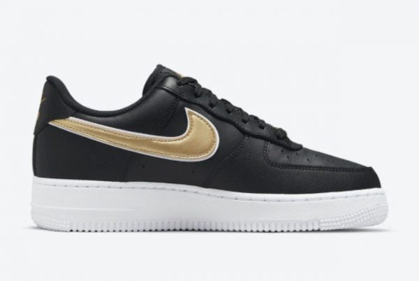 New Nike Air Force 1 Low Black Metallic Gold-White 2021 For Sale DD1523-001-1