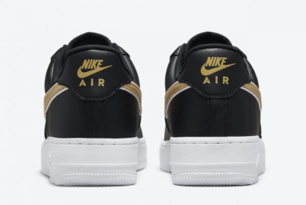 New Nike Air Force 1 Low Black Metallic Gold-White 2021 For Sale DD1523-001-3