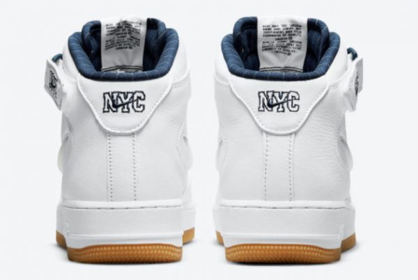 Cheap Nike Air Force 1 Mid NYC White Midnight Navy-Gum Yellow 2021 For Sale DH5622-100-3