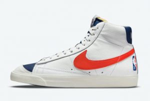 Latest NBA x Nike Blazer Mid ’77 EMB Knicks White Orange-Blue Void-Sail 2021 For Sale DD8025-100