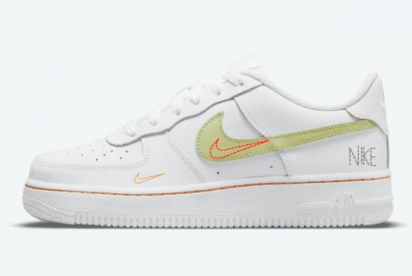 Latest Nike Air Force 1 GS White Bright Crimson-Light Photo Blue-Lime Ice 2021 For Sale DN8000-100