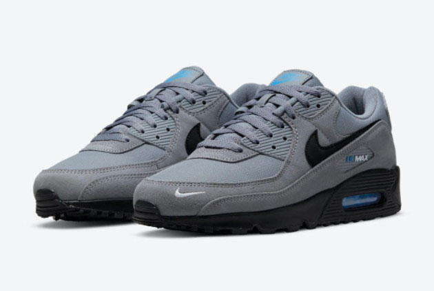 Latest Nike Air Max 90 Grey Blue Black 
