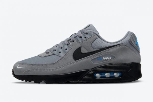 Latest Nike Air Max 90 Grey Blue Black 2021 For Sale DO6706-002
