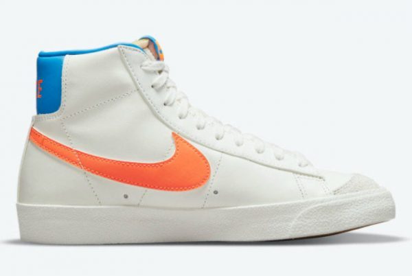 Latest Nike Blazer Mid 77 White Bright Orange-Blue 2021 For Sale DQ4692-100-1