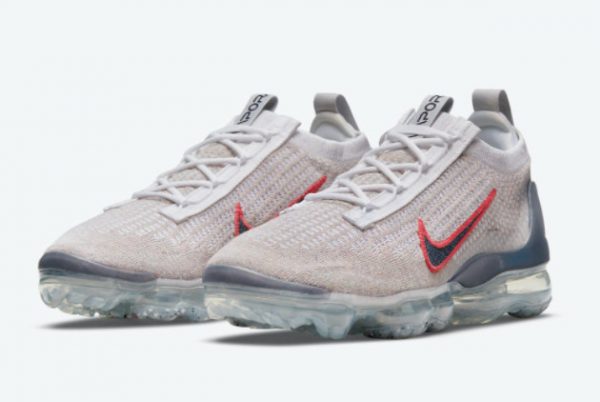 New Nike Air VaporMax 2021 Grey Red Shoes For Sale DC9454-100-1