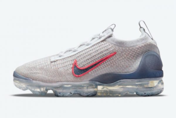 New Nike Air VaporMax 2021 Grey Red Shoes For Sale DC9454-100