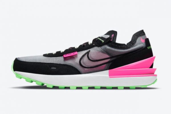 New Nike Waffle One Black Neon Green-Pink 2021 For Sale DM8143-100