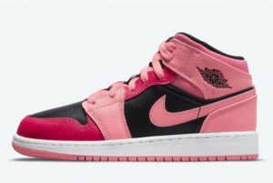 Cheap preview air delta jordan 1 low wmns multi grid dot First Look Mid GS Coral Chalk Coral Chalk Rush Pink-Black 2021 For Sale 554725-662