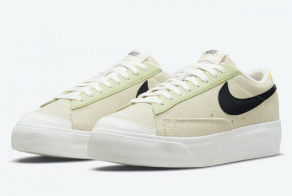 Cheap Nike Blazer Low Platform Beige Yellow Reflective Swooshes 2021 For Sale DQ0884-100-1