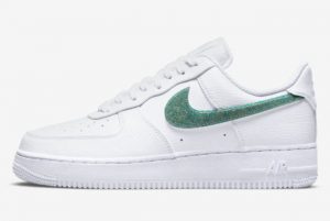 Latest Nike Air Force 1 Low Glitter Swoosh White Green 2021 For Sale DH4407-100