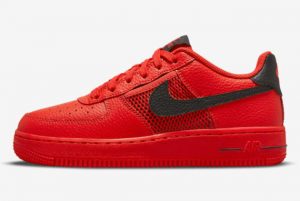 Latest Nike Air Force 1 Low GS Mesh Pocket Red Black 2021 For Sale DH9596-600