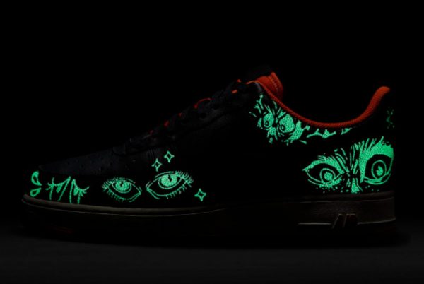 Latest Nike Air Force 1 Low Halloween Black Black-Starfish-Sail 2021 For Sale DC8891-001-4