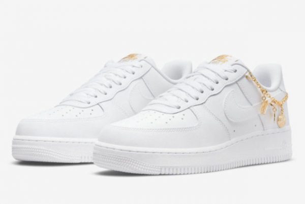 Latest Nike Air Force 1 Low LX Lucky Charms White White-Metallic Gold-Flat Gold 2021 For Sale DD1525-100-2
