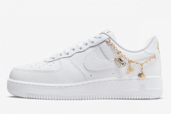 Latest Nike Air Force 1 Low LX Lucky Charms White White-Metallic Gold-Flat Gold 2021 For Sale DD1525-100