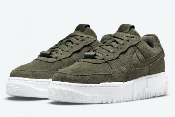 Latest Nike Air Force 1 Pixel Dark Green Suede 2021 For Sale DQ5570-300-1