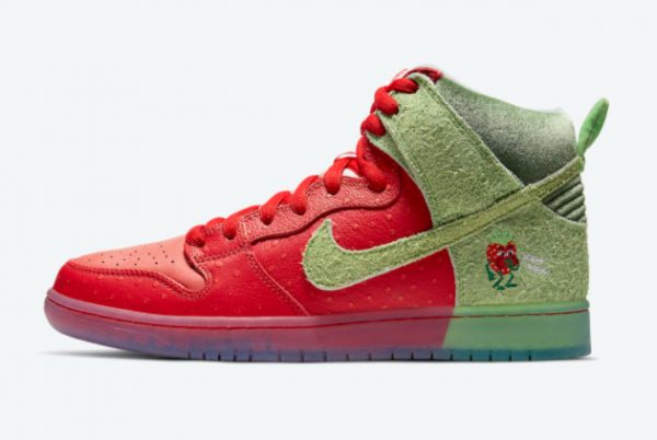 latest nike sb dunk high strawberry cough university red spinach green magic ember 2021 for sale cw7093 600 600x402