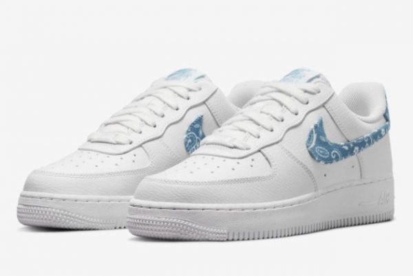 New Nike Air Force 1 Low Paisley White Worn Blue-White 2021 For Sale DH4406-100-2
