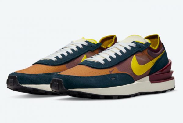 New Nike Waffle One Navy Burgundy-Yellow 2021 For Sale DD8014-600-1