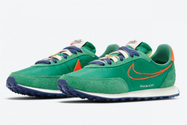 New Nike Waffle Trainer 2 “First Use” Green Noise Sail-Deep Royal Blue-Orange 2021 For Sale DH4390-300-1