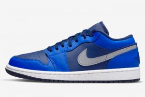 Latest Air Jordan 1 Low Navy Ignoble Blue-Silver 2021 For Sale DC0774-400