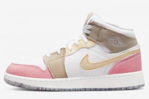 Latest Air hoping Jordan 1 Mid GS Canvas Pink/Tan/Soft Yellow/Lime Green/White 2021 For Sale DJ0338-100