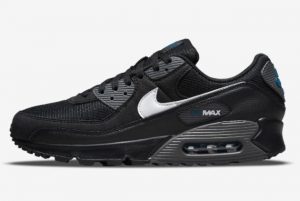 Latest Nike Air Max 90 Black Grey Blue 2021 For Sale DR0145-002