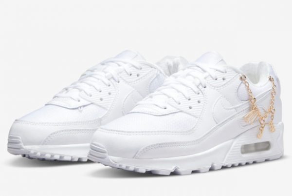 Latest Nike Air Max 90 Lucky Charms White White-Metallic Gold 2021 For Sale DH0569-100-2