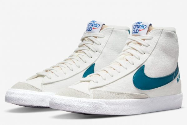 Latest Nike Blazer Mid ’77 Athletic Club White Grey-Teal 2021 For Sale DQ8596-100-2