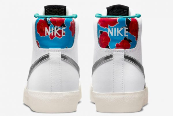 Latest Nike Blazer Mid GS White Silver Floral 2021 For Sale DQ7773-100-3
