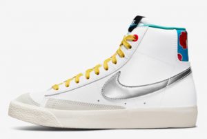 Latest Nike Blazer Mid GS White Silver Floral 2021 For Sale DQ7773-100