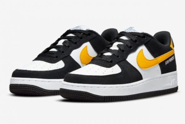 New Nike Air Force 1 Low GS Athletic Club Black White-University Gold 2021 For Sale DH9597-002-2