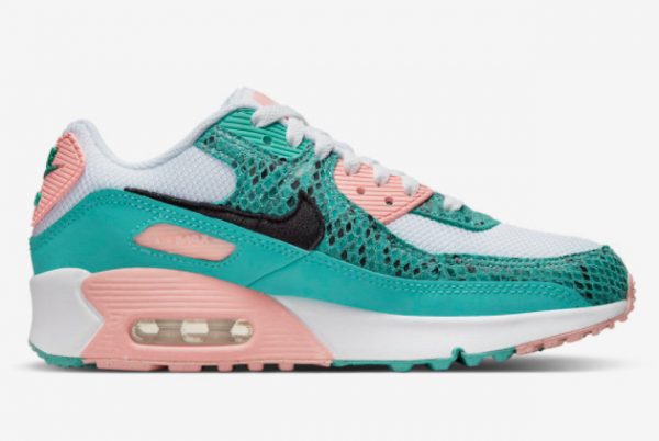 New Nike Air Max 90 GS Green Snakeskin 2022 For Sale DR8926-300-1