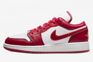 Latest Air over Jordan 1 Low Cardinal Red White Gold 2022 For Sale 553560-607