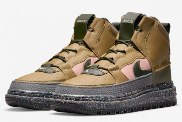 Latest Nike Air Force 1 Boot Crater Tan Olive-Pink 2022 For Sale DD0747-300-2