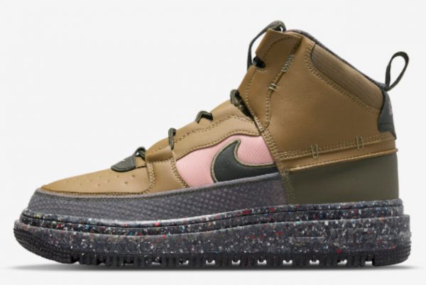 Latest Nike Air Force 1 Boot Crater Tan Olive-Pink 2022 For Sale DD0747-300