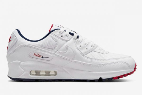 Latest Nike Air Max 90 Paris White Navy Red 2022 For Sale DJ5414-100-1