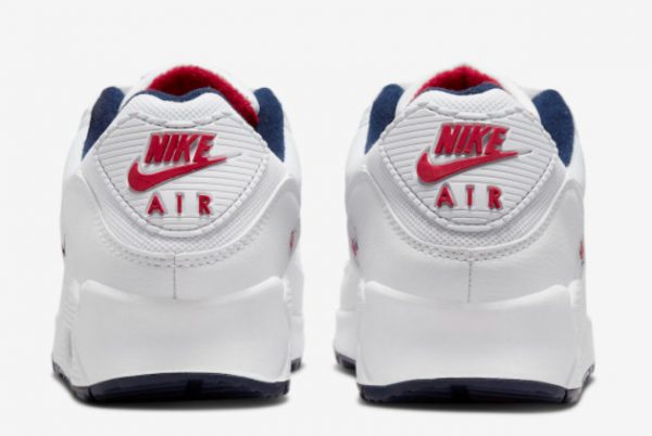 Latest Nike Air Max 90 Paris White Navy Red 2022 For Sale DJ5414-100-3