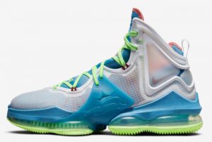 Chaussure Nike LeBron 19 Neon Green-Blue 2022 For Sale DC9341-400