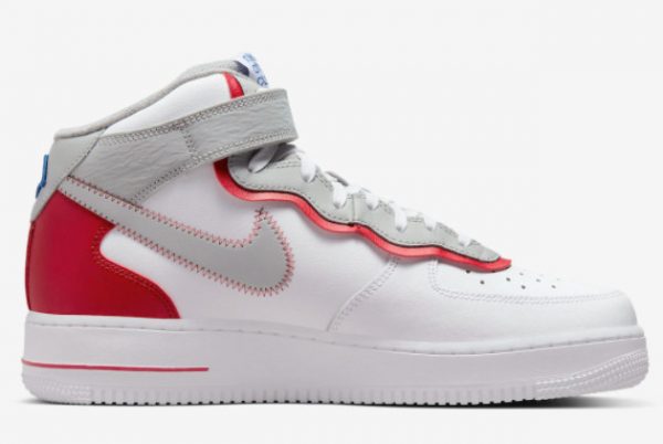 New Nike Air Force 1 Mid Athletic Club White Red-Grey 2022 For Sale DH7451-100-1