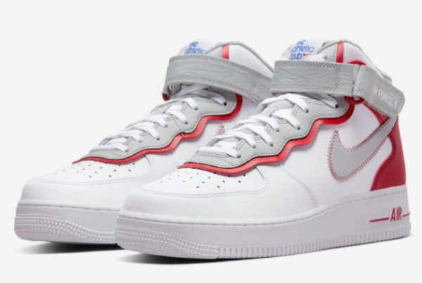 New Nike Air Force 1 Mid Athletic Club White Red-Grey 2022 For Sale DH7451-100-2