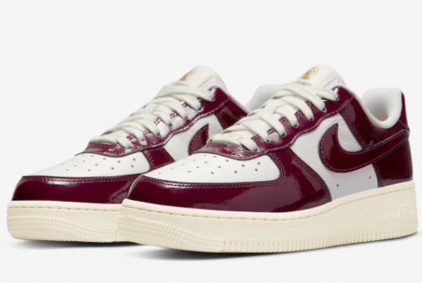 Latest Nike Air Force 1 Low White Burgundy Patent 2022 For Sale DQ8583-100-2