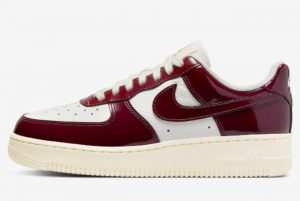 Latest tuxedo Nike Air Force 1 Low White Burgundy Patent 2022 For Sale DQ8583-100