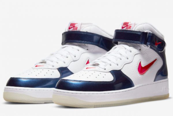 New Nike Air Force 1 Mid Independence Day White Varsity Red-Midnight Navy 2022 For Sale DH5623-101-2